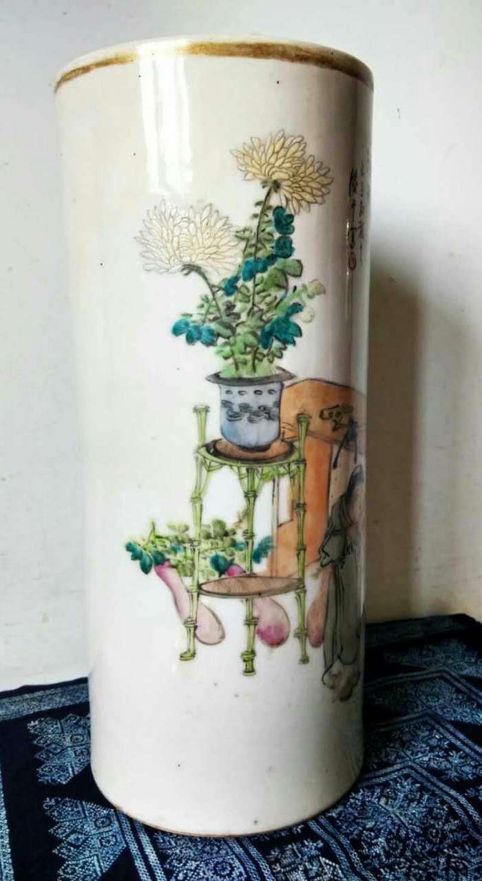 马庆云晚期精品侍女人物帽筒