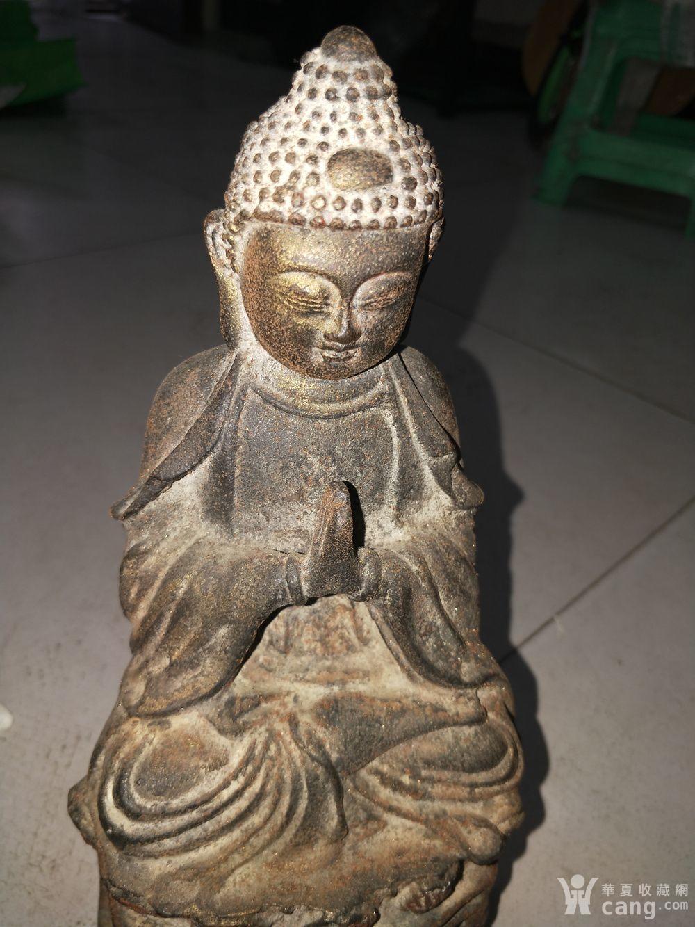 老人乡下收来的清代铁菩萨佛像一尊,保存完整,包浆自然