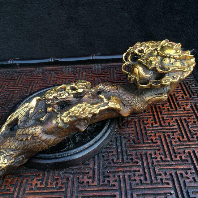 鎏金龙头如意风水摆件