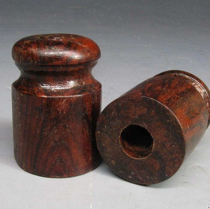 老料 画轴 海南黄花梨 油梨 标本 书画轴头 一对