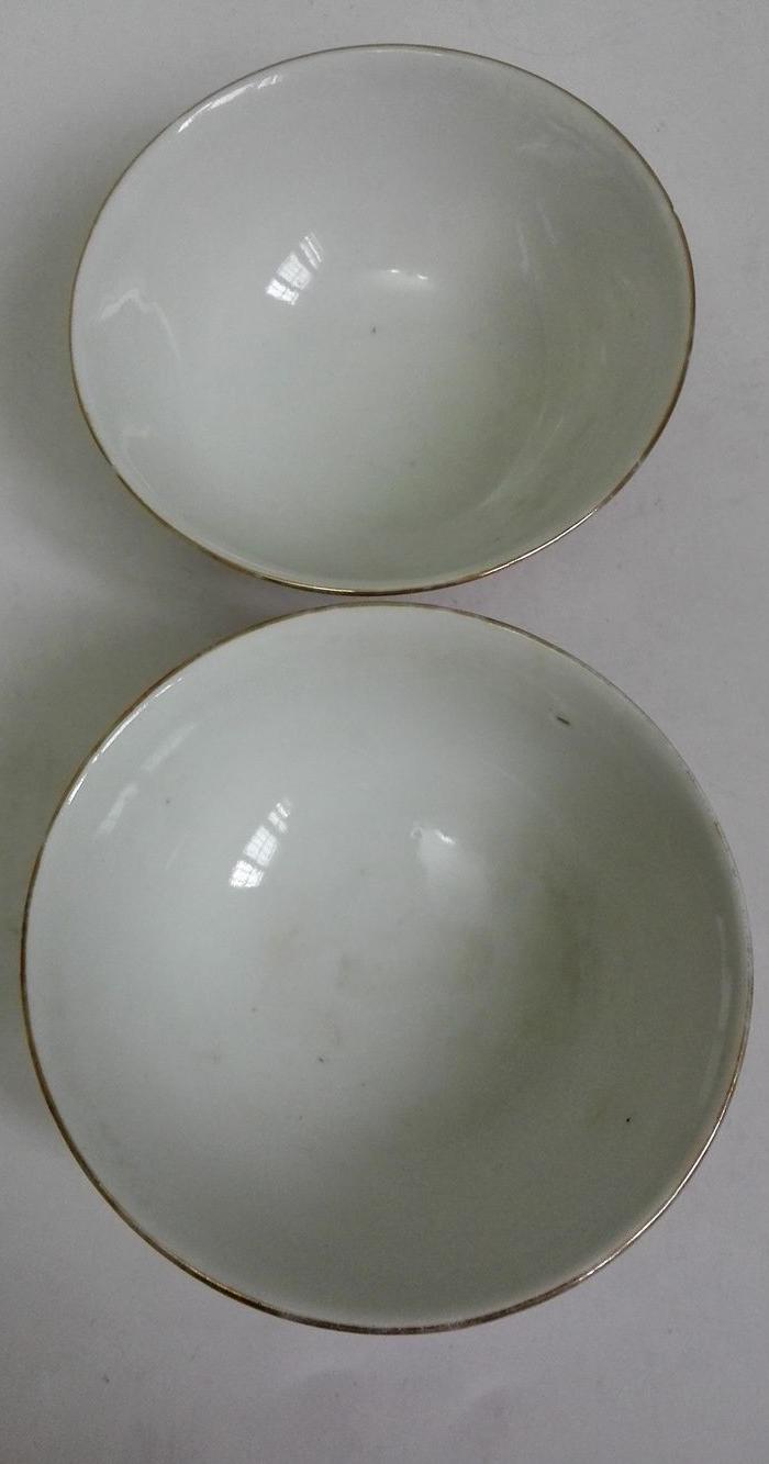 民国珍品款胭脂红香草龙纹莲子茶碗一对 完品