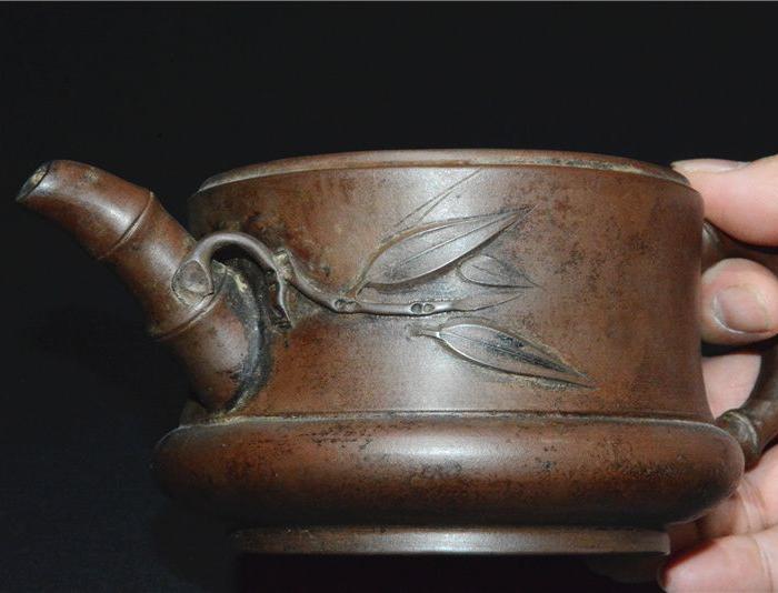 顾景舟款竹节纹壶老紫砂壶