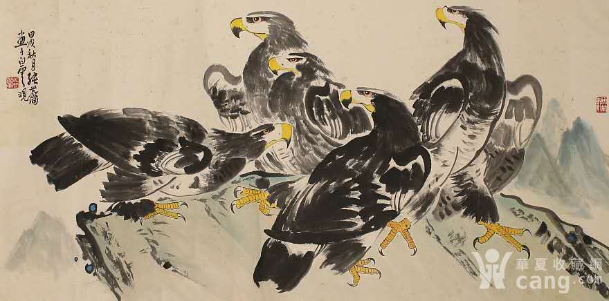 张世简 江苏浙江籍著名画家 大幅精品画鹰