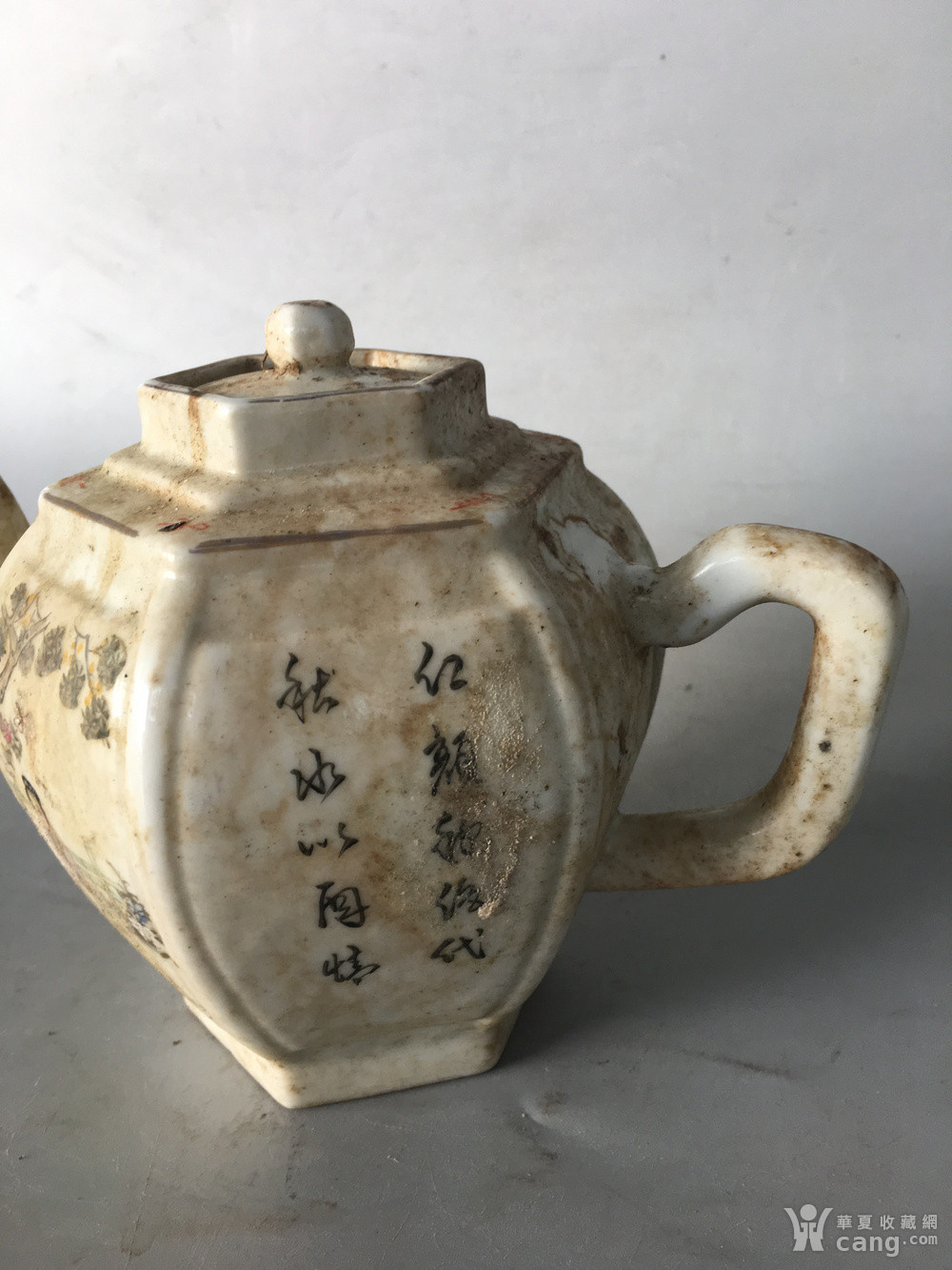 仿古工艺品 瓷器 民国粉彩人物茶壶一把,底款 傅义祥造 15387830389