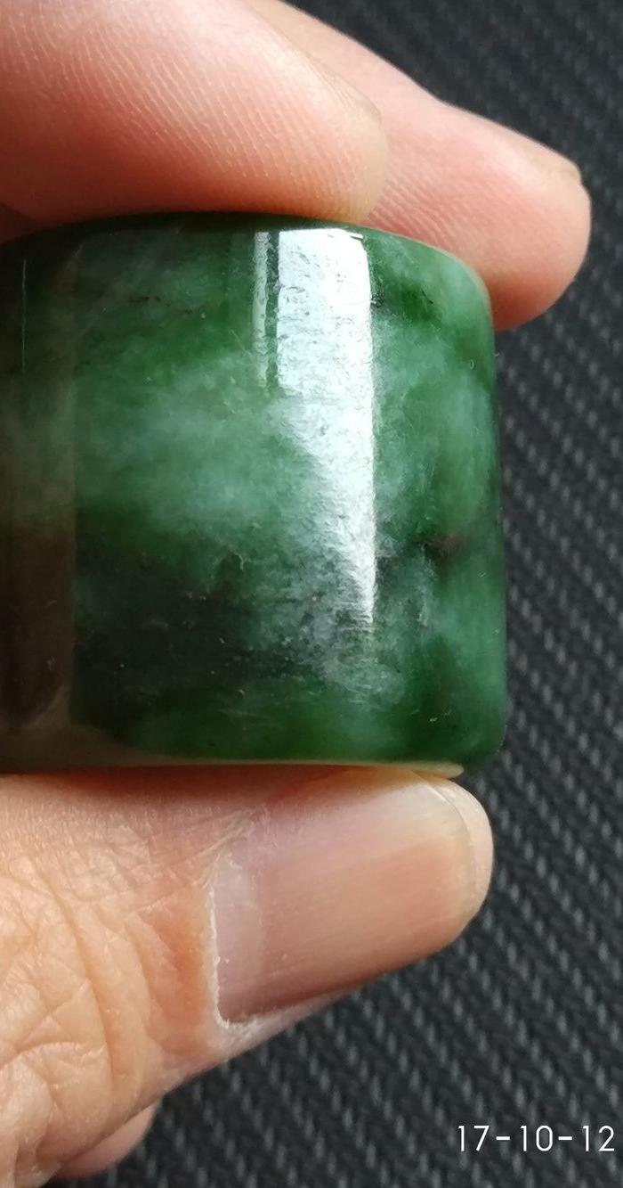 清代老坑油青翠扳指