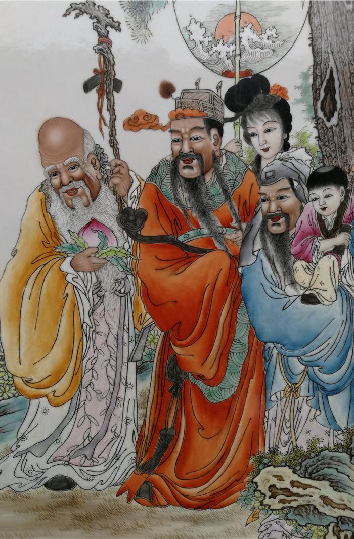 福寿无疆瓷板插屏