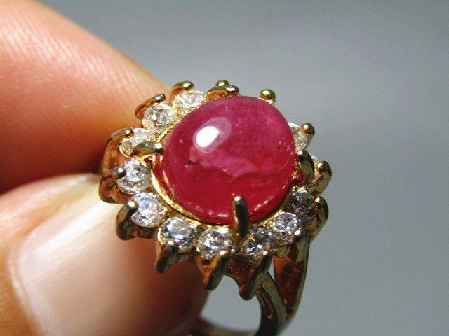 欧洲回流 六芒星光红宝石戒面 戒指