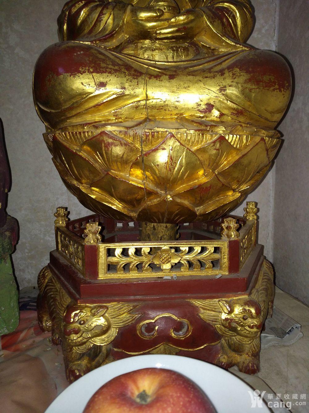 清晚期泥金广济祖师 三平祖师公 木造像