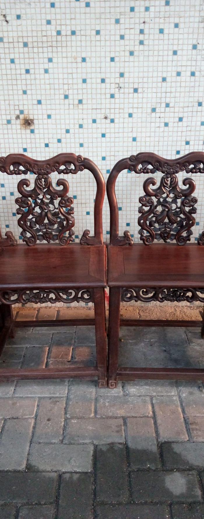 清代老红木酸枝靠背椅半套四椅两几