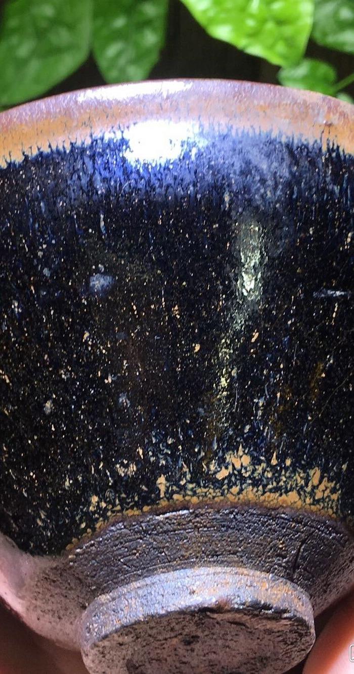 s建窑芦花坪铁胎金兔毫束口盏