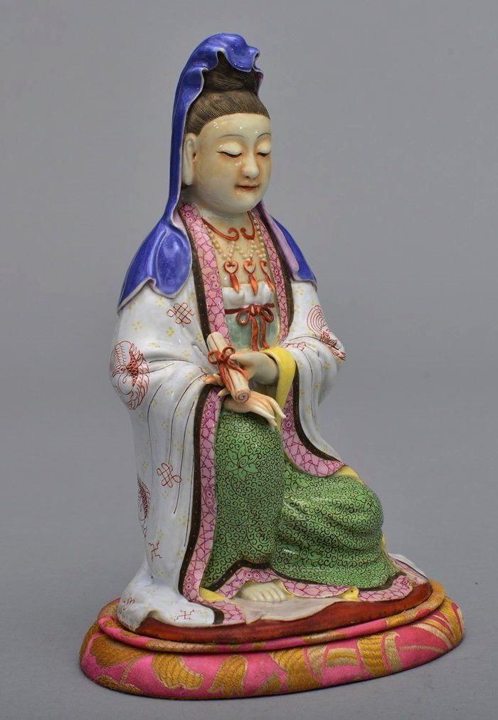 18世纪 清乾隆 宫廷造像 粉彩观音坐像