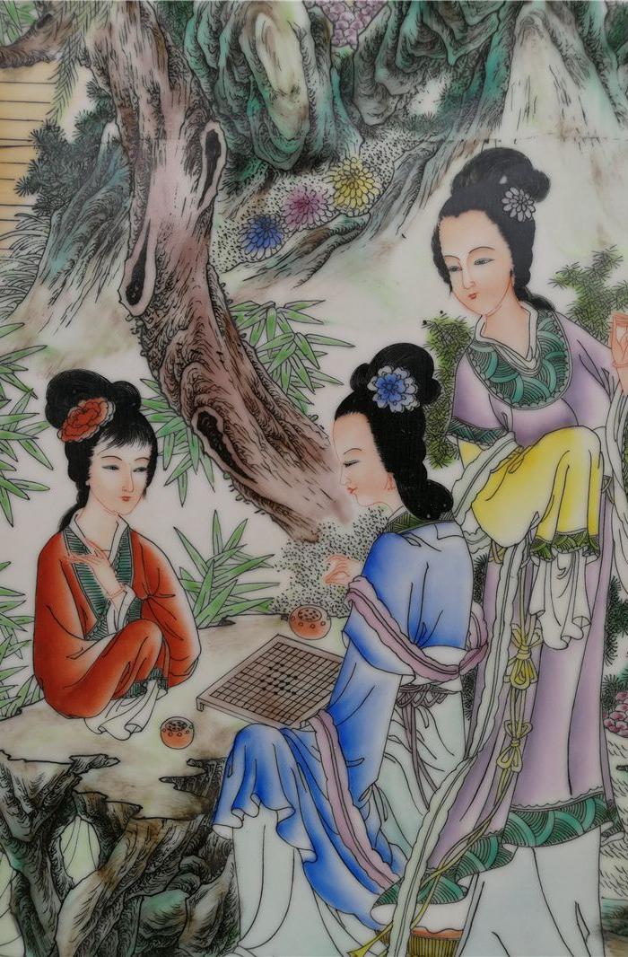 珠山八友王大凡人物瓷板四屏