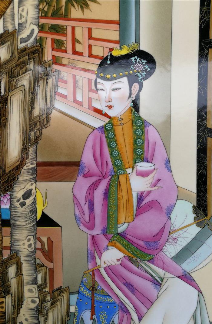 郎世宁十二妃瓷板挂屏