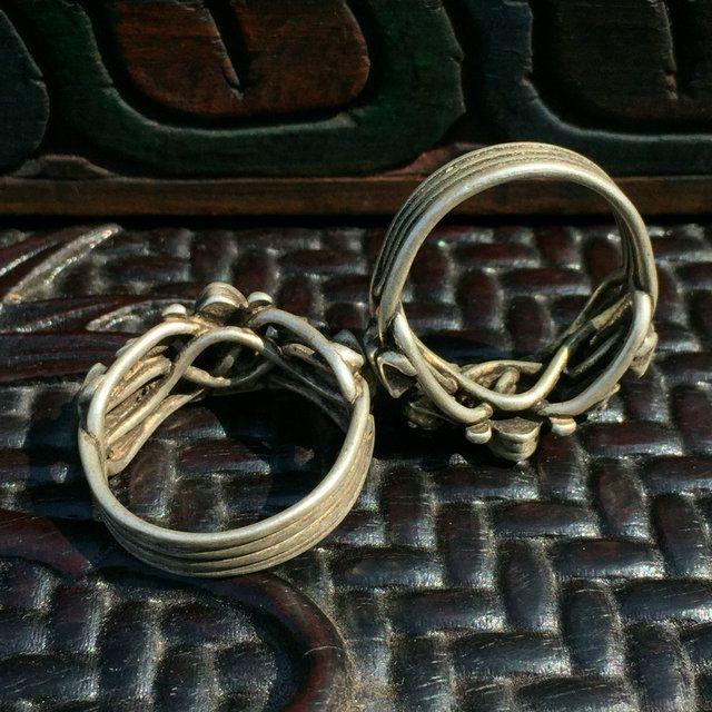 古董收藏老银饰纯银戒指老银匠手工打造招财蛙四连环戒指指环男女