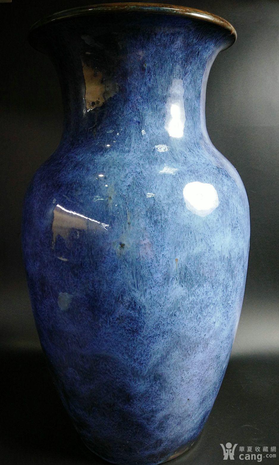 清代 宜兴钧釉紫砂胎老花瓶 葛明祥创烧单色釉瓶