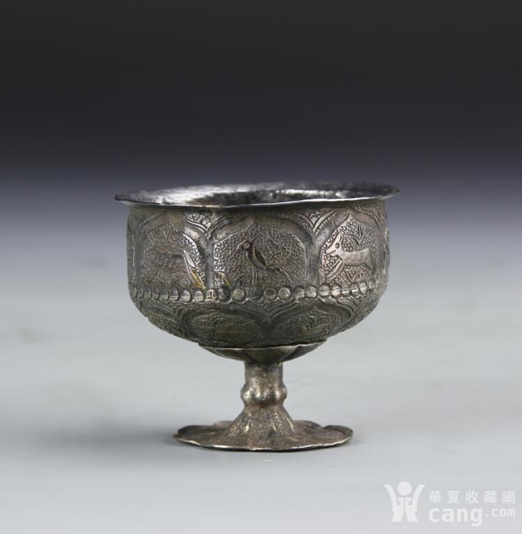 糖鸟纹高足银杯