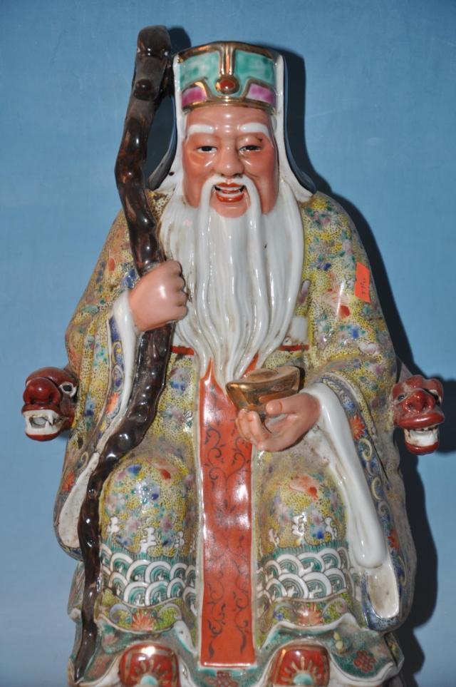 民国粉彩 曾龙升作 寿星塑像