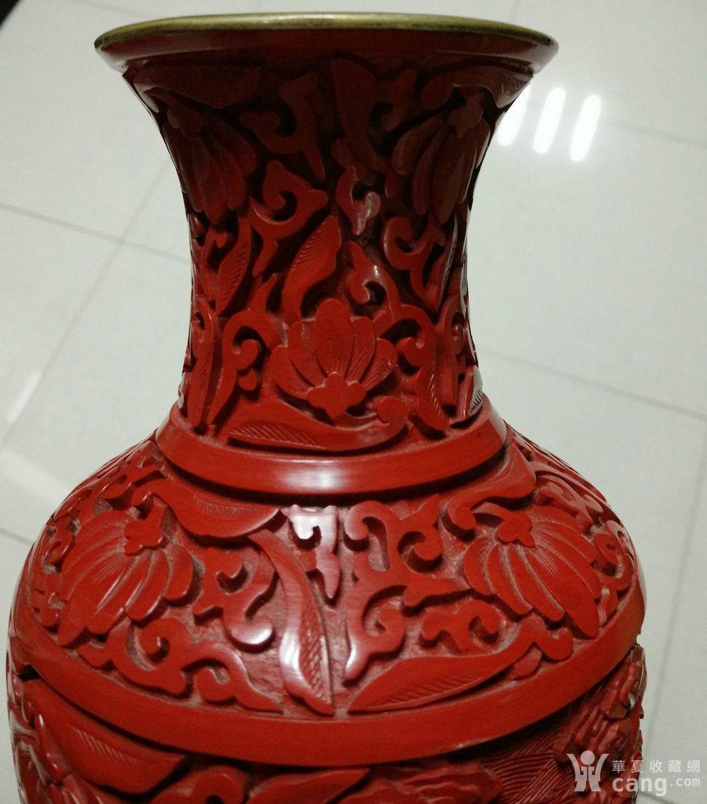 四五十年代 北京雕漆剔红龙纹花瓶 铜胎漆器蟠龙瓶