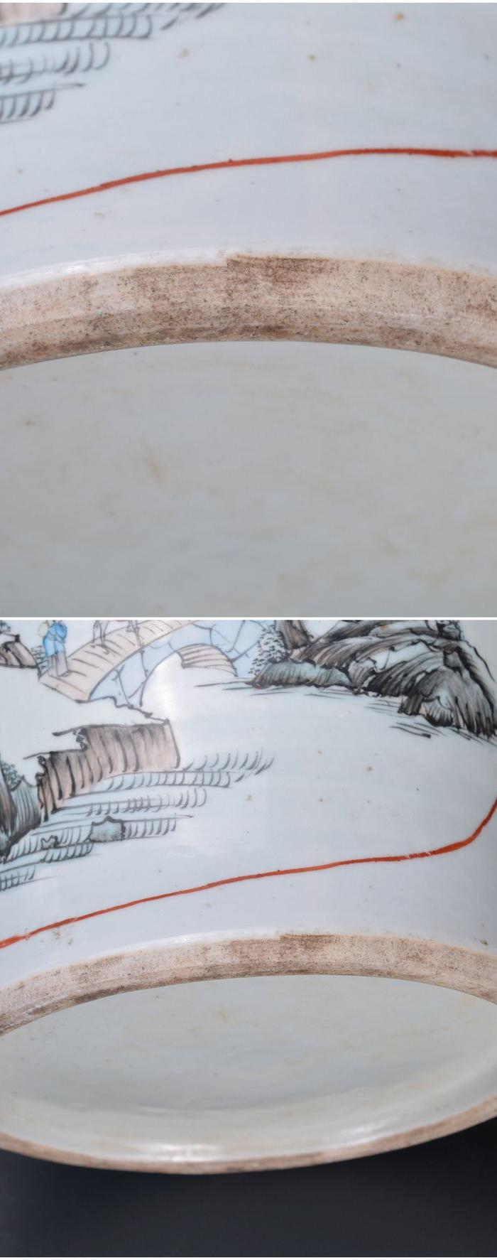 华夏古玩城 瓷器 民国 > 民国 谢海如款 浅绛彩 大将*罐一对