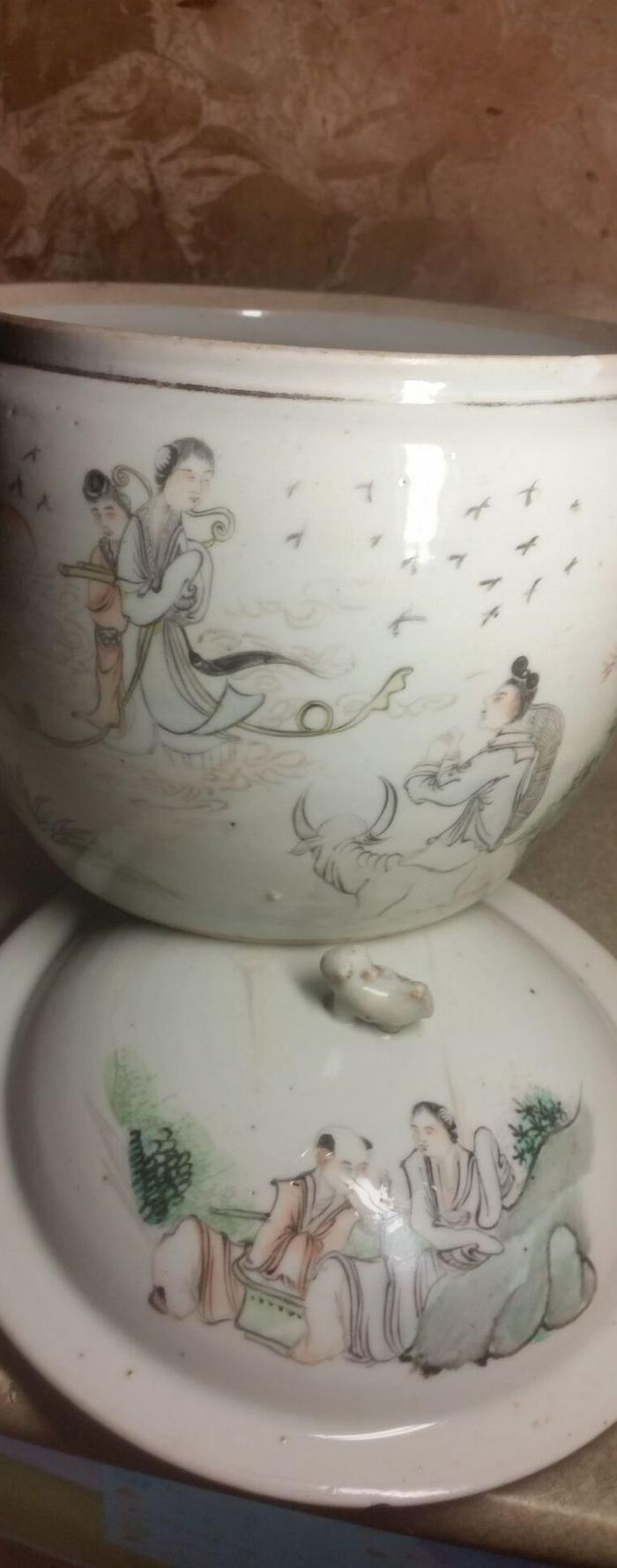 李永发的牛郎织女浅绛彩粥罐