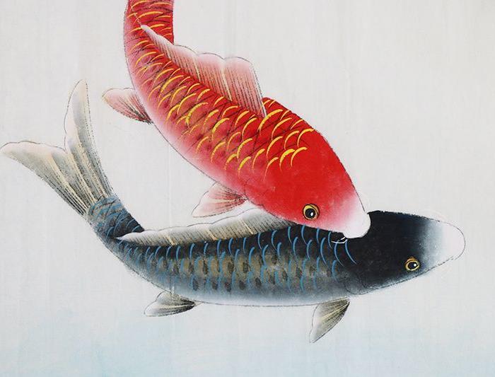 凌雪《年年有余》荷花九鱼图名家手绘工笔画真迹