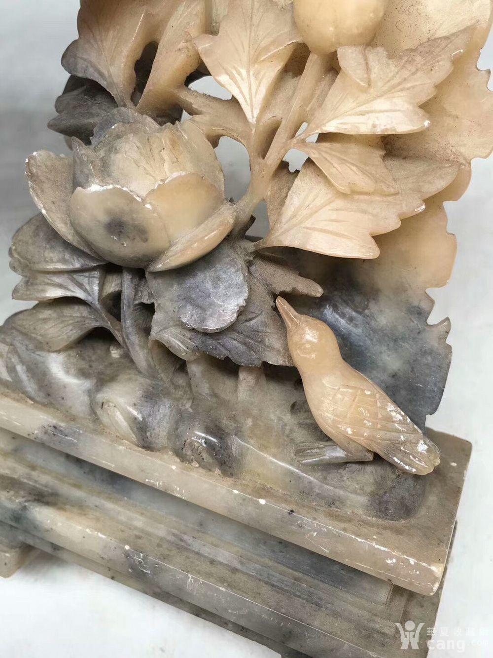 寿山石雕花鸟摆件