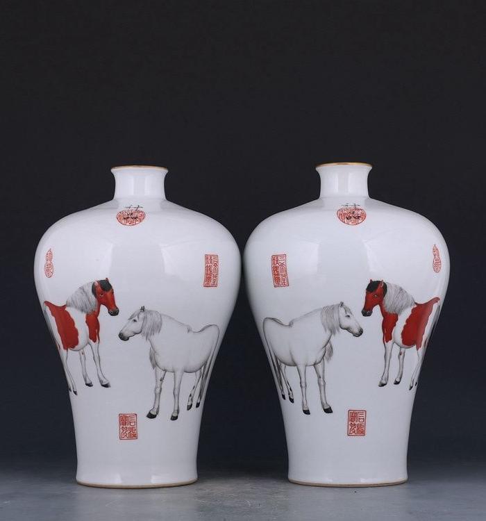 唐英督造郎世宁绘骏马图梅瓶图片_来自藏友古玩111_瓷器_地摊交易