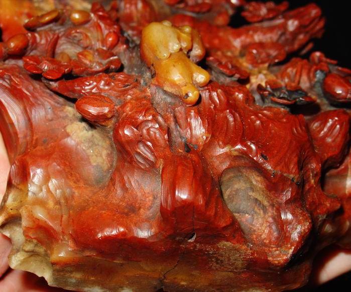 寿山石 鸡血红 双喜临门摆件