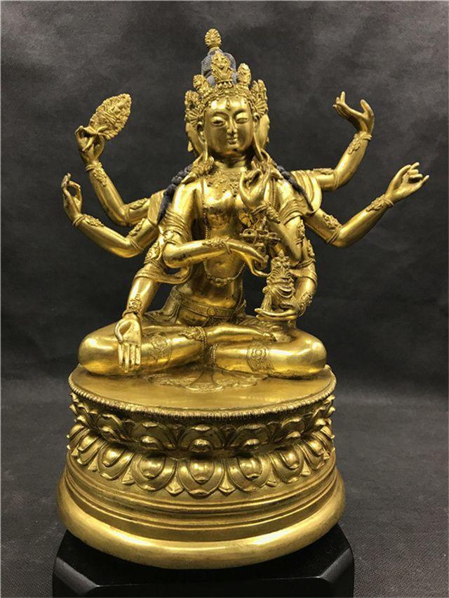 铜鎏金多臂观音