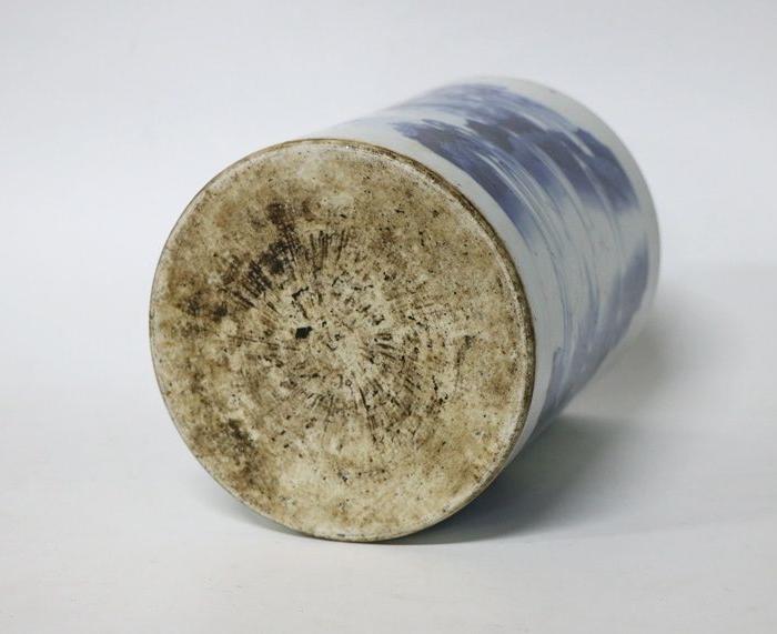 崇祯青花人物大笔筒