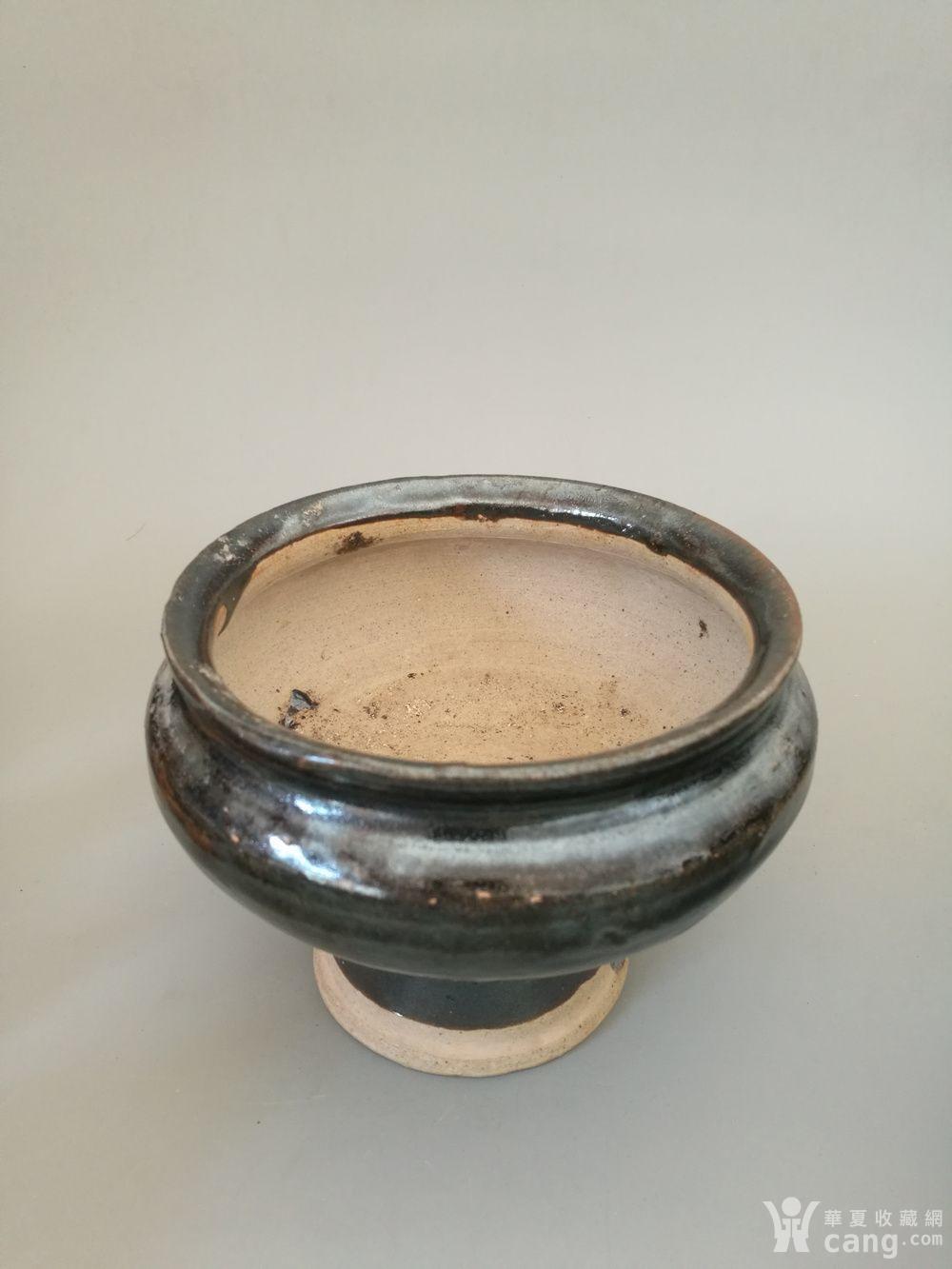 磁州窑黑釉高脚香炉