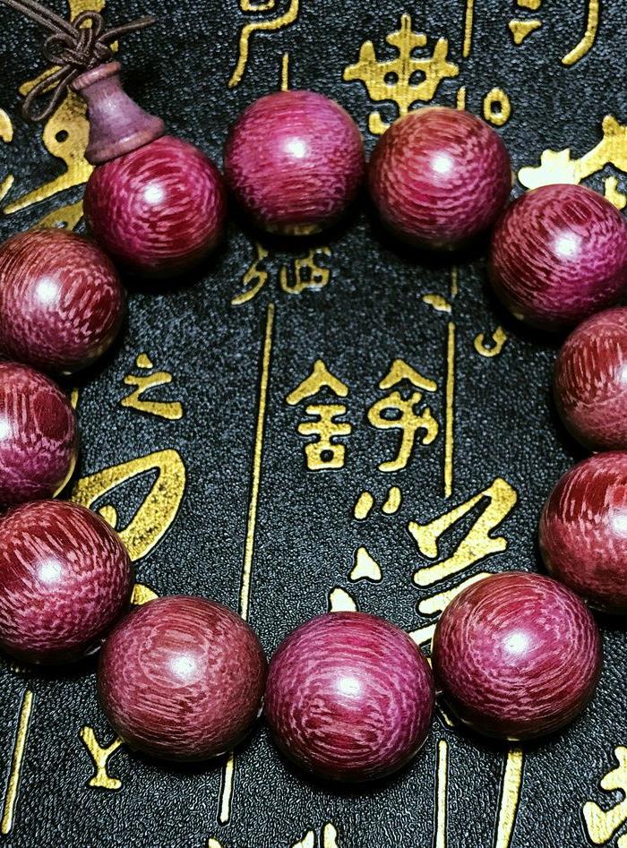 南美进口紫苏木纯天然紫罗兰精选全顺纹紫芯木20mm大珠手串