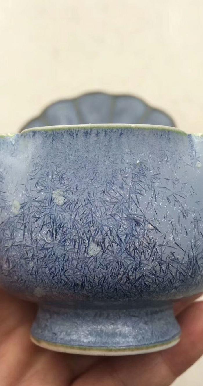 结晶釉梅花型杯碟