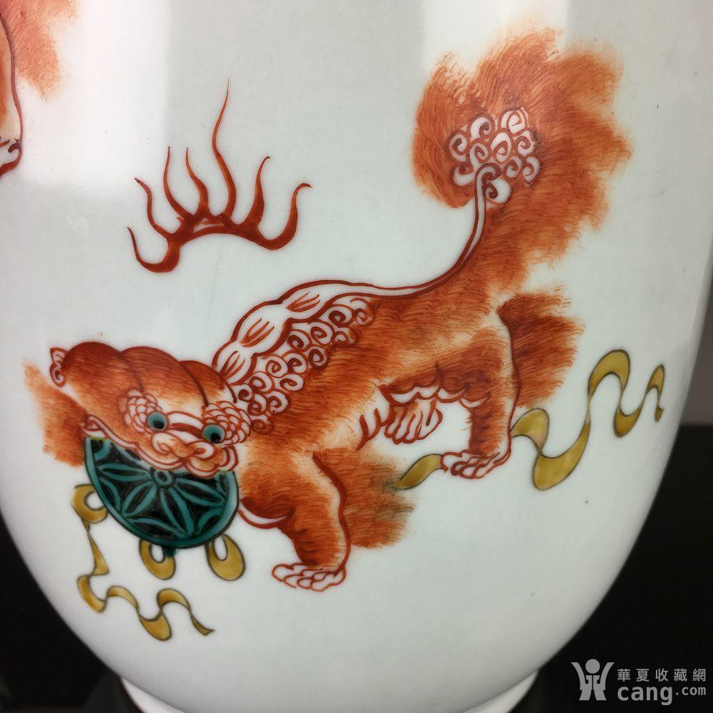瓷器 明 清代太狮少狮瓶