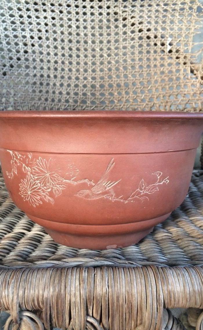 缶工刻老紫砂花盆