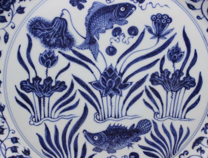 明宣德青花缠枝莲鱼藻纹盘6 40