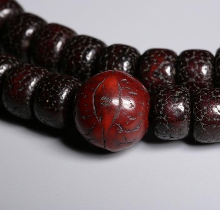 绝美包浆藏传朱砂供星月菩提108佛珠串