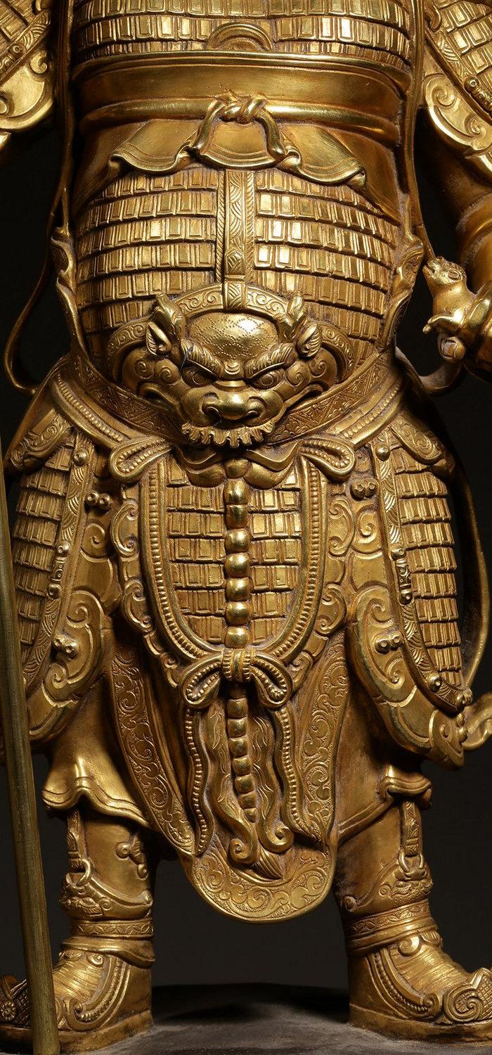 全美金水大尺寸铜鎏金细腻精工四大天王立像4件一组