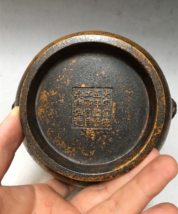 吴邦佐造老包浆纯铜天鸡炉焚香炉