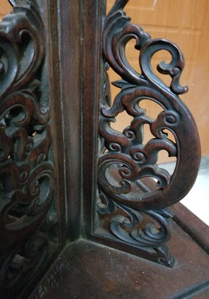 明清家具清代黄花梨雕龙头衣帽架 古董老货 古玩老木器