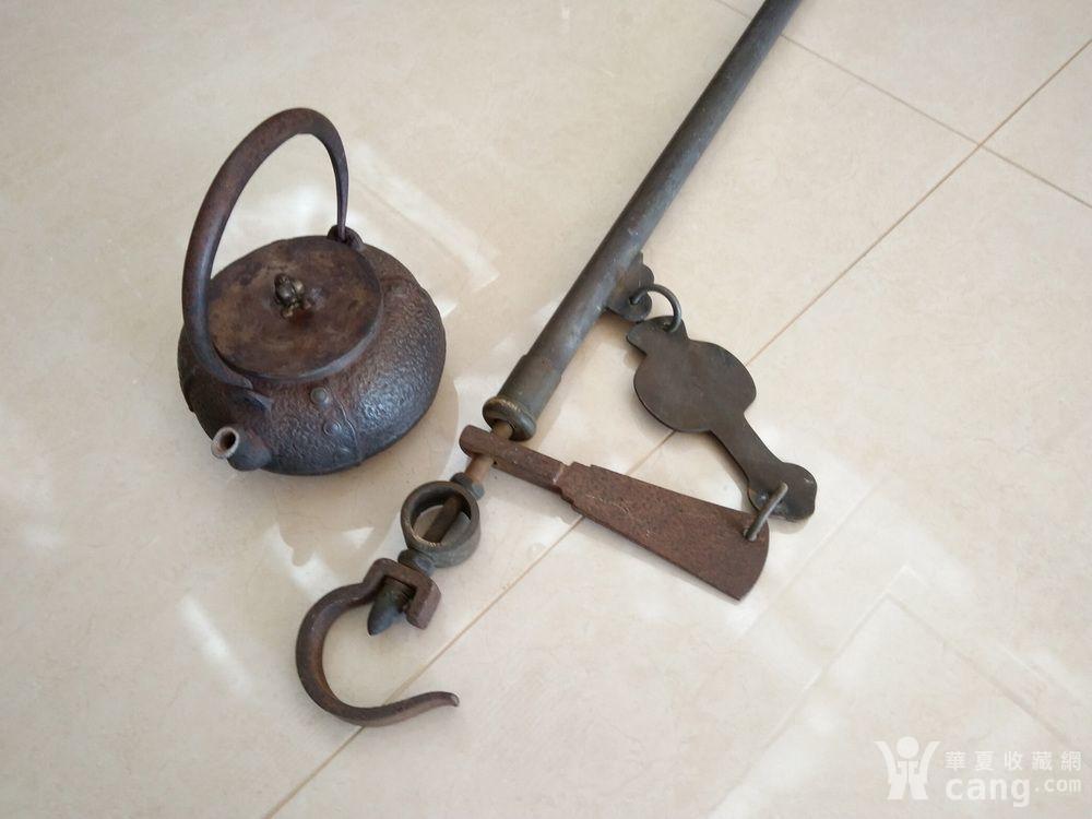 522 日本茶道具伸缩吊钩自在钩 铜铁混合件大型老自在钩