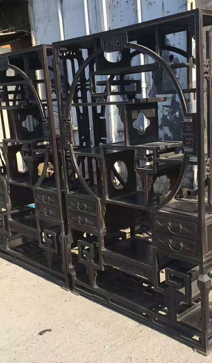 明清收藏 小叶紫檀镶古玩架子多宝阁 老古董老物件