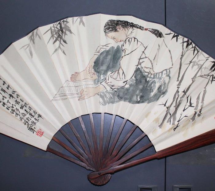 何家英 《人物画》 折扇