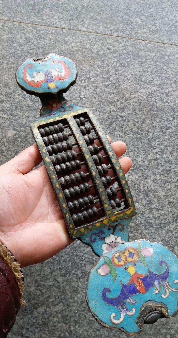 铜景泰蓝如意算盘摆件