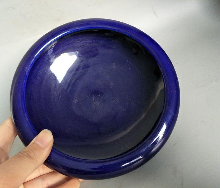 明代霁蓝釉瓷笔洗