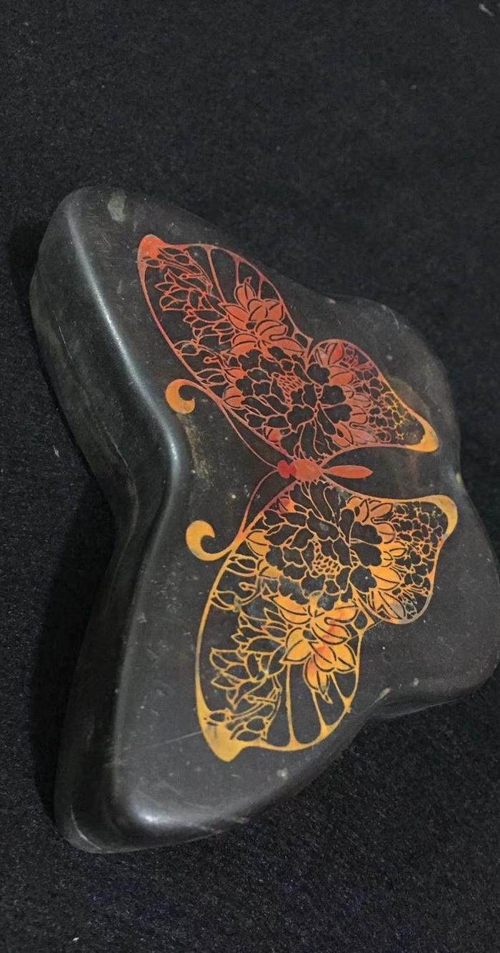 收来的铜墨盒永宜昌蝴蝶墨盒