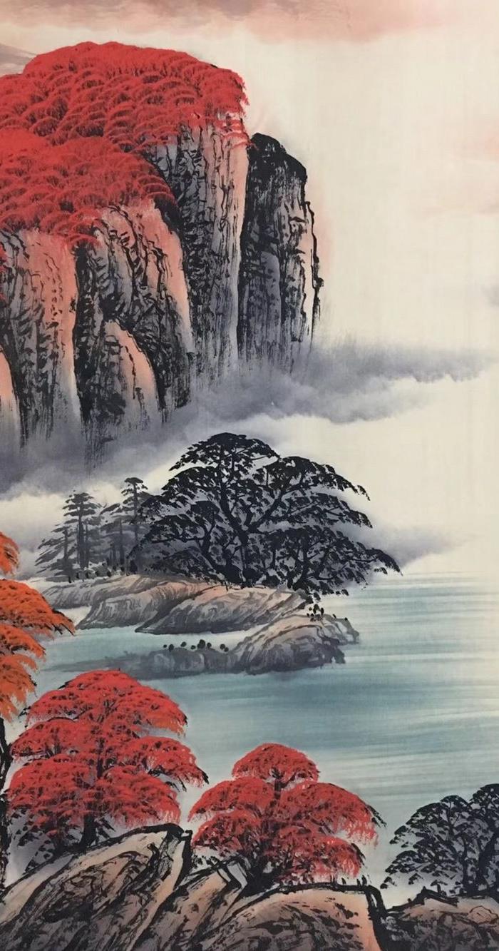 大师作品 李可染 万山红遍图 六尺横幅手绘作品