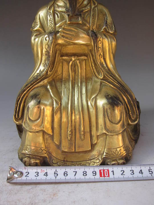 老铜器 鎏金铜胎神像 皇帝坐像_老铜器 鎏金铜胎神