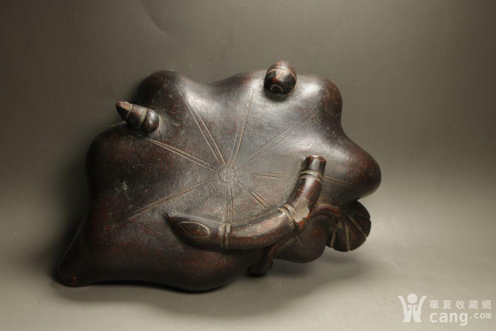 民国时期老紫砂荷叶青蛙笔洗,纯手工制作,造型漂亮保存完整