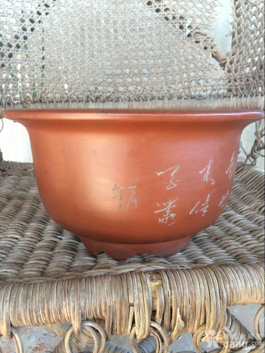 文革紫砂 云月刻紫砂花盆